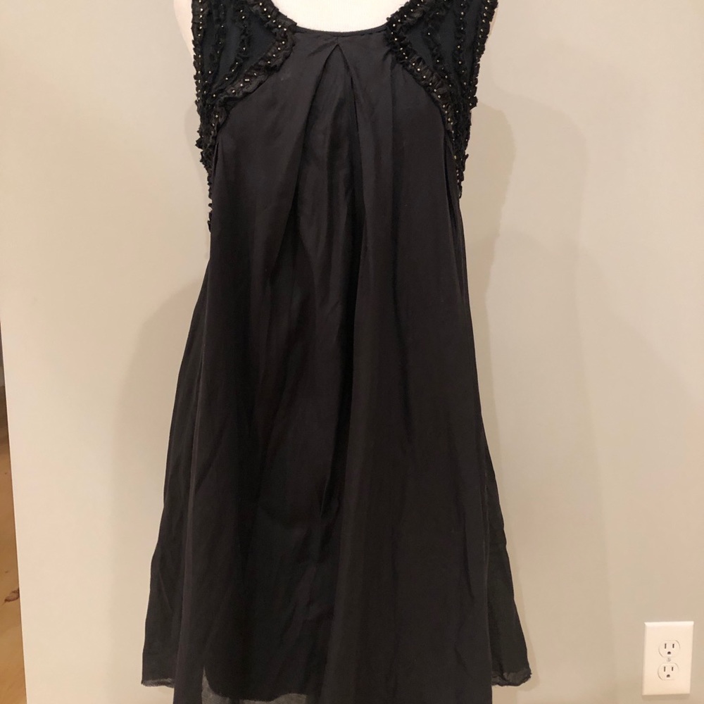 Free People Beaded/Ruffled Little Black Dress